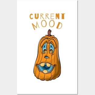 Funny Halloween Pumpkin Face Current Mood Posters and Art